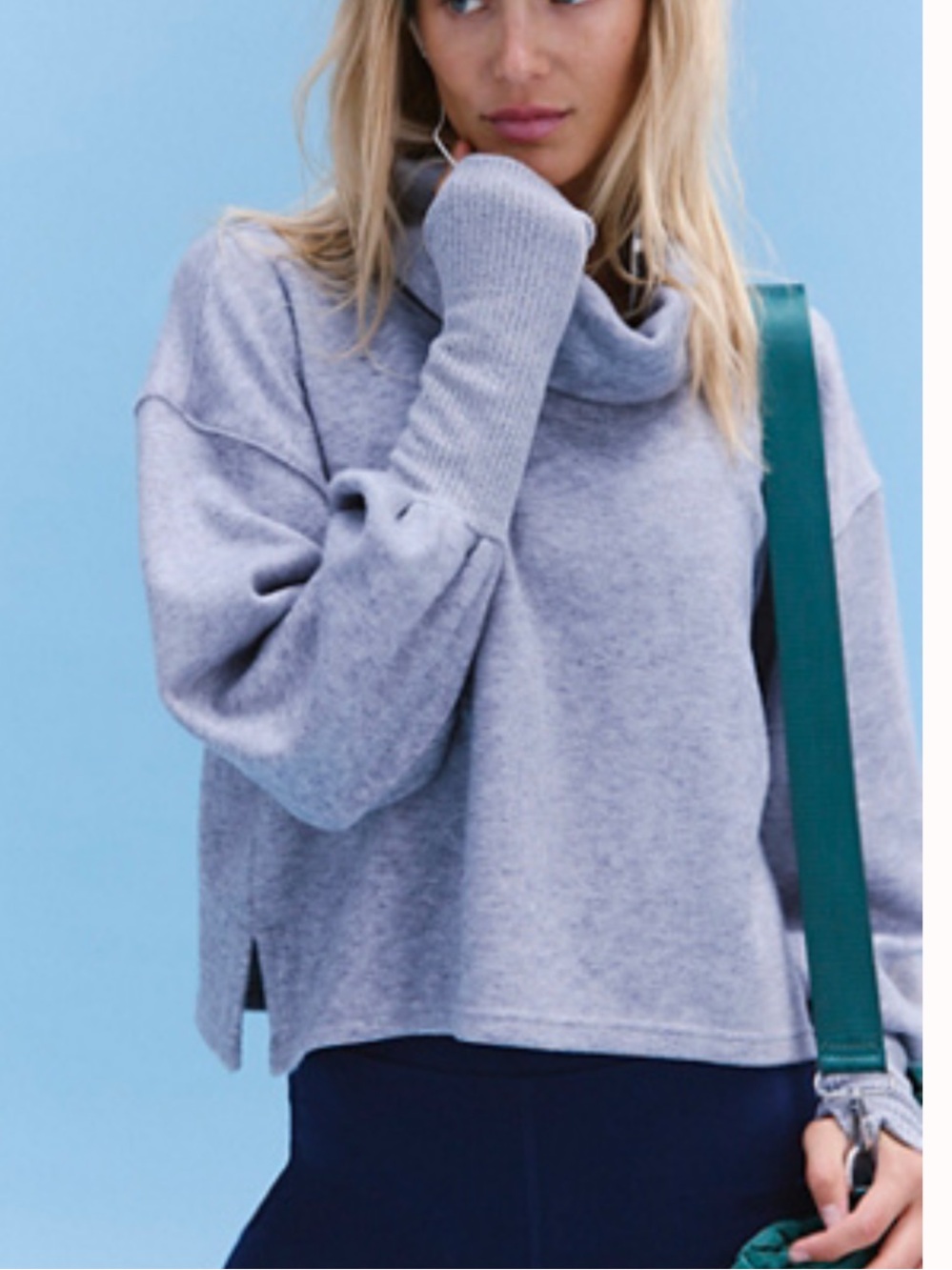 NWT Free People FP Movement Ride It Out Layer Medium FunnelNeck Boxy Crop LS
